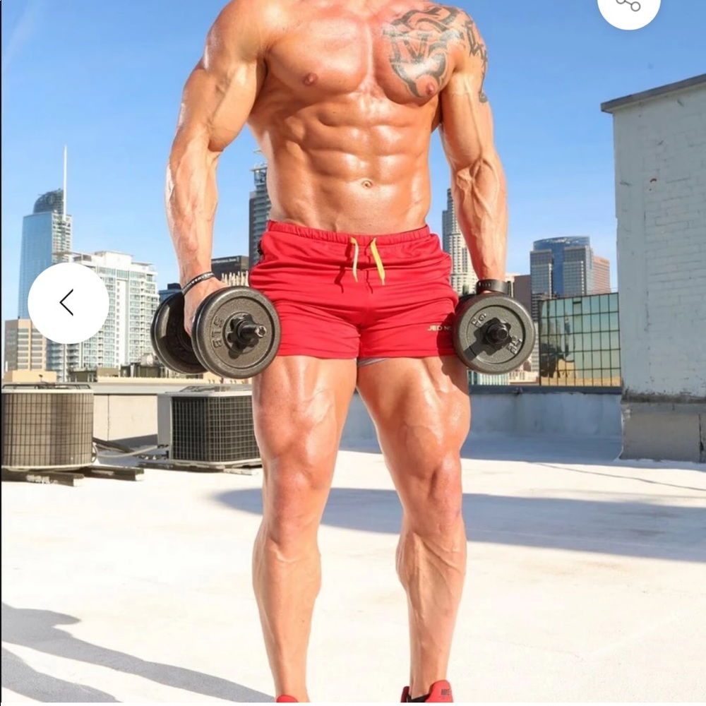 JED North crimson red workout lifter shorts